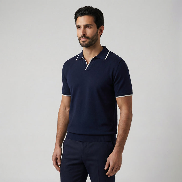 Men's Merino Wool Knit Polo Shirt Top