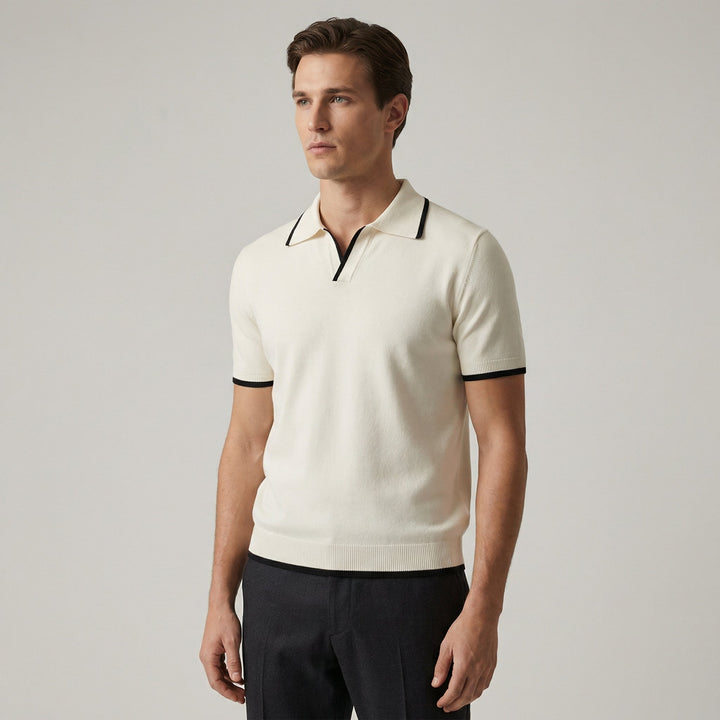 Men's Merino Wool Knit Polo Shirt Top