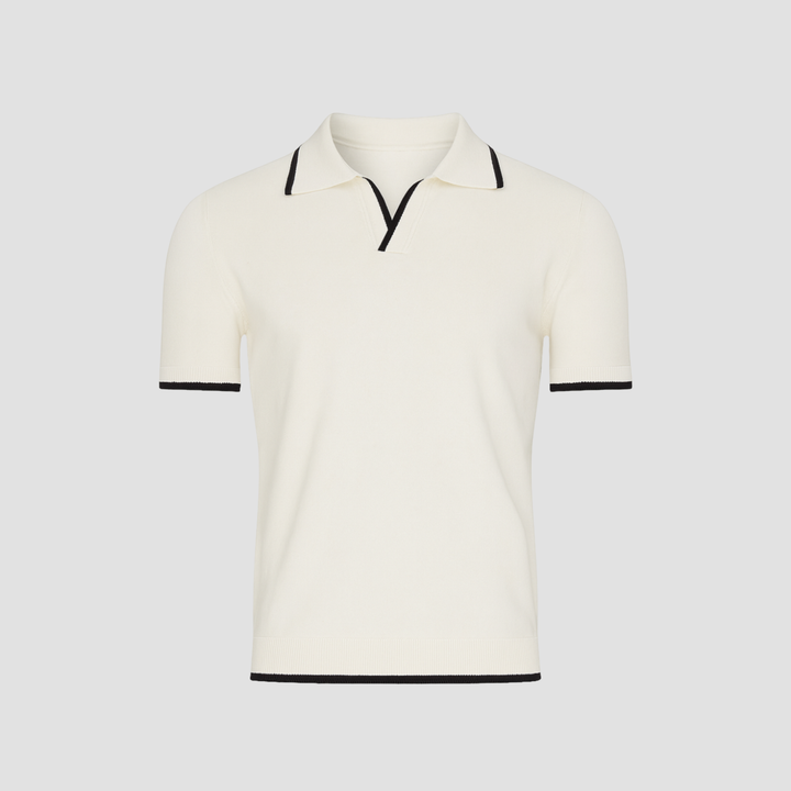 Men's Slim Fit Merino Wool Knit Open Collar Polo Shirt