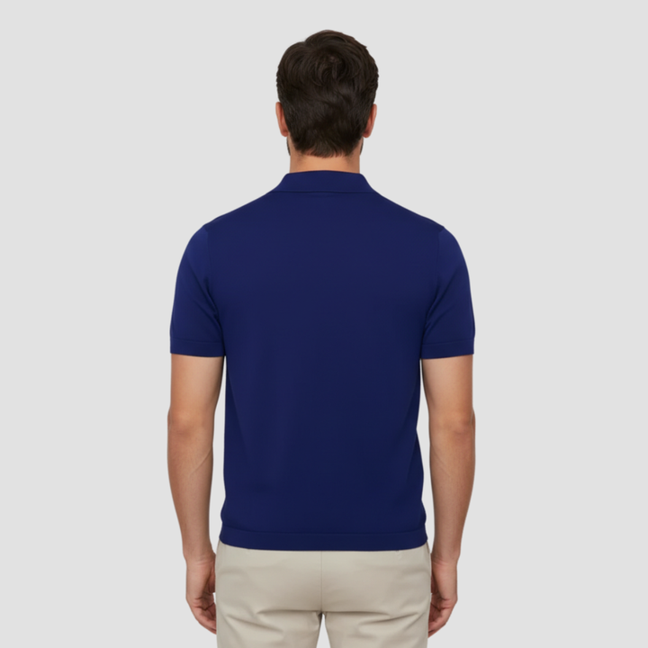 Men's Slim Fit Merino Wool Knit Johnny Collar Polo Shirt