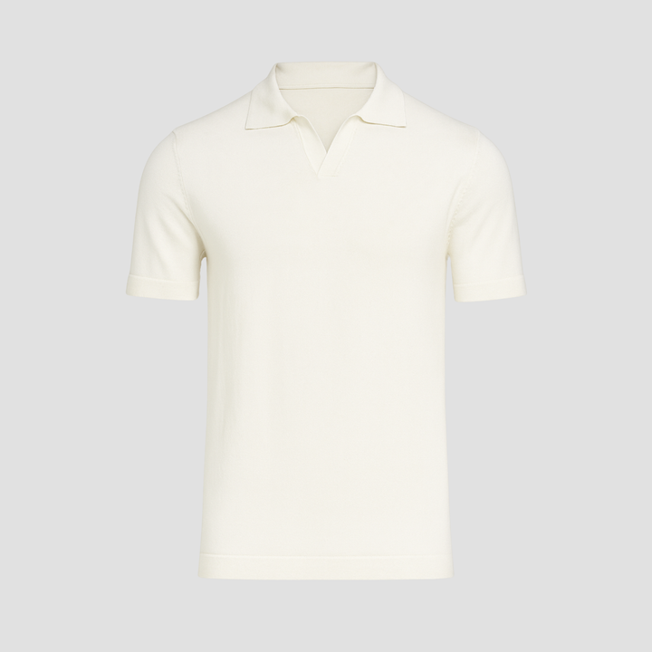 Men's Slim Fit Merino Wool Knit Johnny Collar Polo Shirt