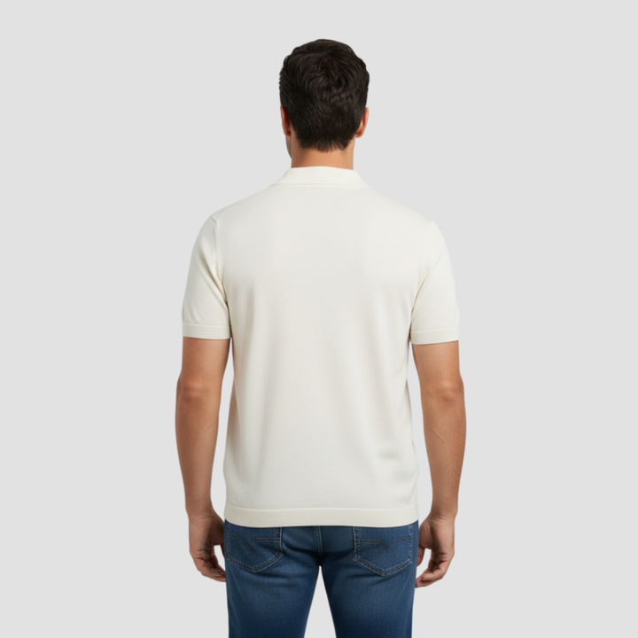 Men's Slim Fit Merino Wool Knit Johnny Collar Polo Shirt