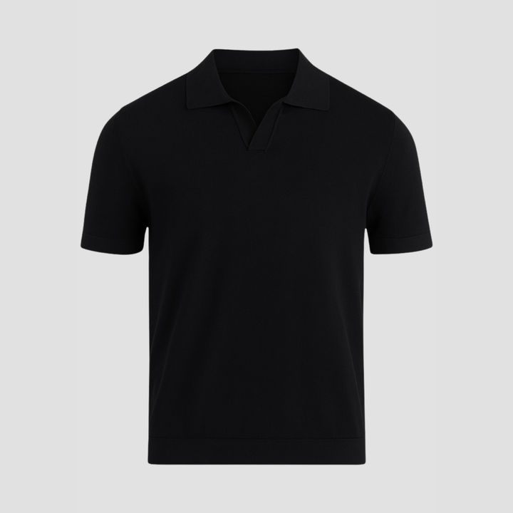 Men's Slim Fit Merino Wool Knit Johnny Collar Polo Shirt
