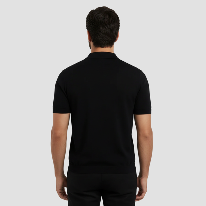 Men's Slim Fit Merino Wool Knit Johnny Collar Polo Shirt