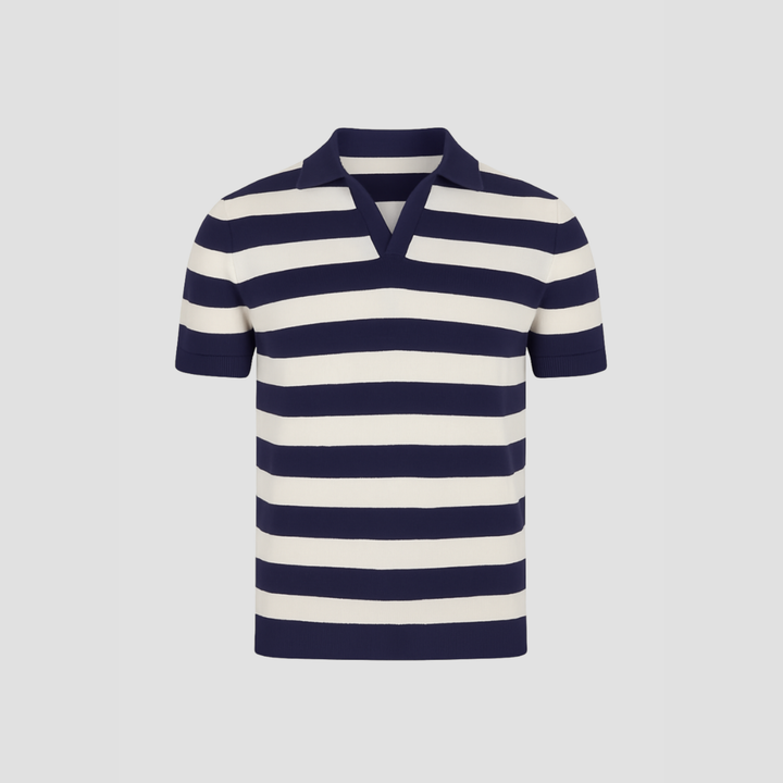 Men's Slim Fit Merino Wool Knit Johnny Collar Polo Shirt