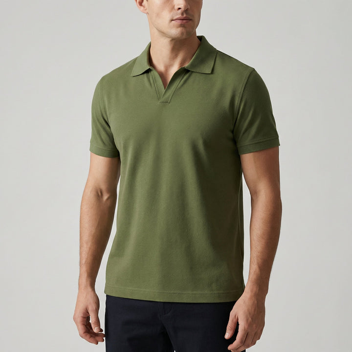 Men's Slim Fit Merino Wool Knit Johnny Collar Polo Shirt