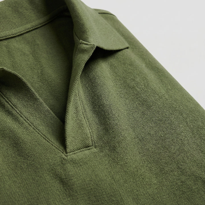 Men's Slim Fit Merino Wool Knit Johnny Collar Polo Shirt