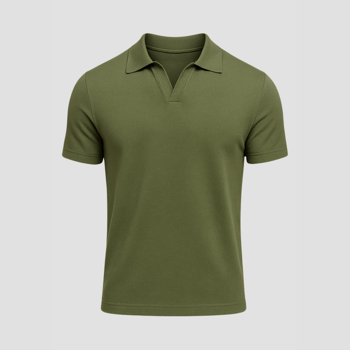 Men's Slim Fit Merino Wool Knit Johnny Collar Polo Shirt