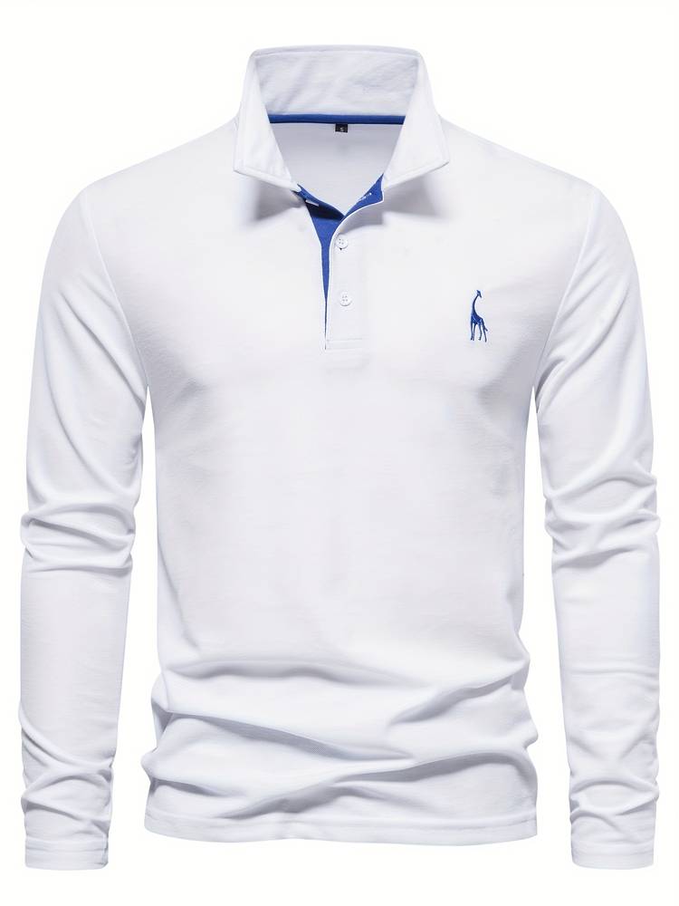 Men's Long Sleeve Polo Shirt Merino Wool Blend Knit Slim Fit