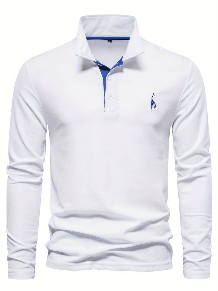 Men's Long Sleeve Polo Shirt Merino Wool Blend Knit Slim Fit