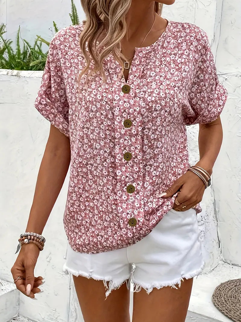 Floral Print Top For Women | Loose Fit | Pink 1