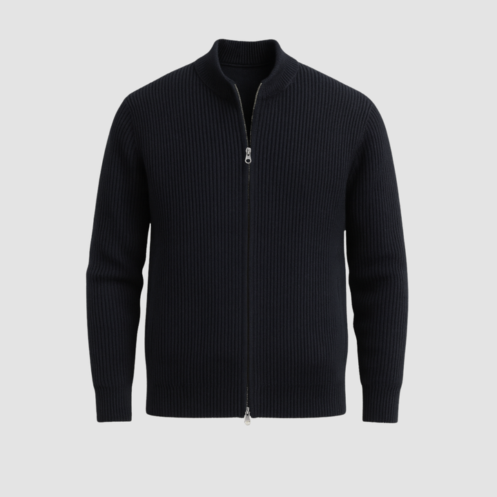 Men Merino Wool Knit Bomber Jacket Full Zip Sweater