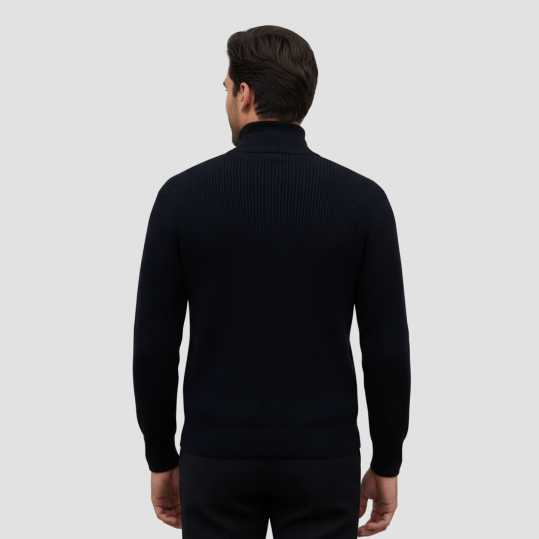 Men Merino Wool Knit Bomber Jacket Full Zip Sweater