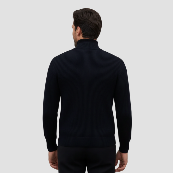 Men Merino Wool Knit Bomber Jacket Full Zip Sweater
