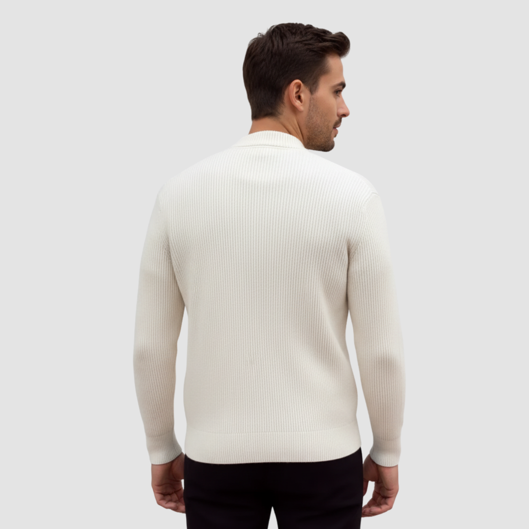 Men Merino Wool Knit Bomber Jacket Full Zip Sweater