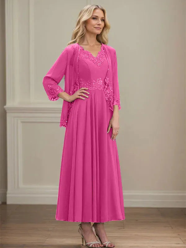 Women's Chiffon Evening Dress with Jacket