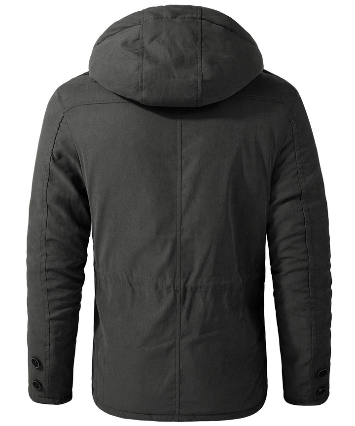 Men's Fleece Lined Hooded Outerwear Casual Coat Parka Jacket
