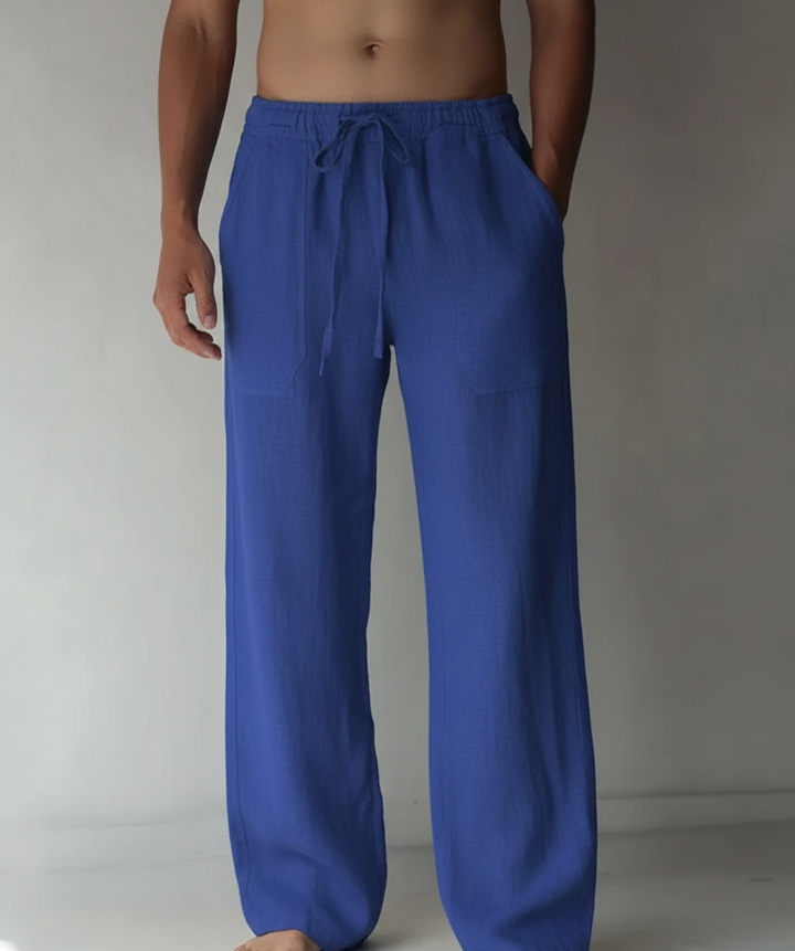 Men's Linen Wide Leg Casual Drawstring Trousers