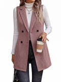 Women's Wool Vest Blazer Double Breasted Sleeveless Jacket