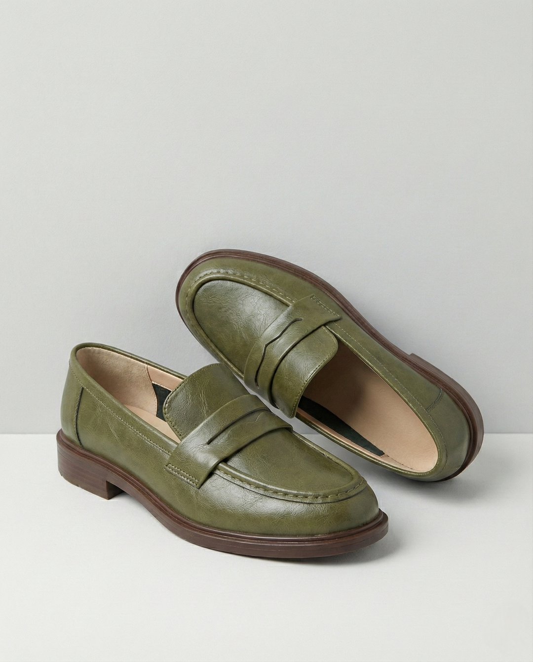 Γυναικεία δερμάτινα penny loafers, επίπεδα casual παπούτσια χωρίς κορδόνια