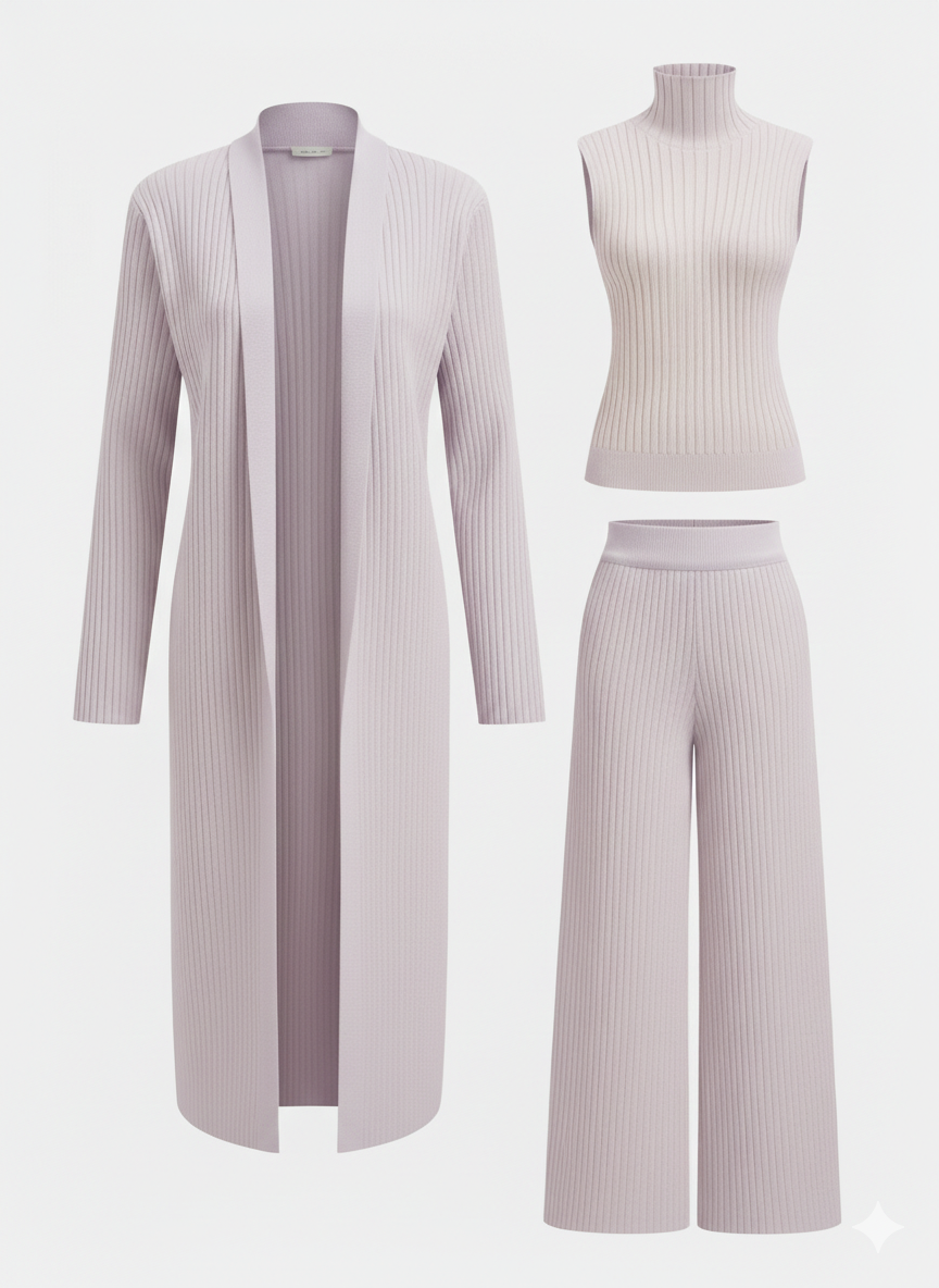 Women's Wool-Knit Three-Piece Lounge Set