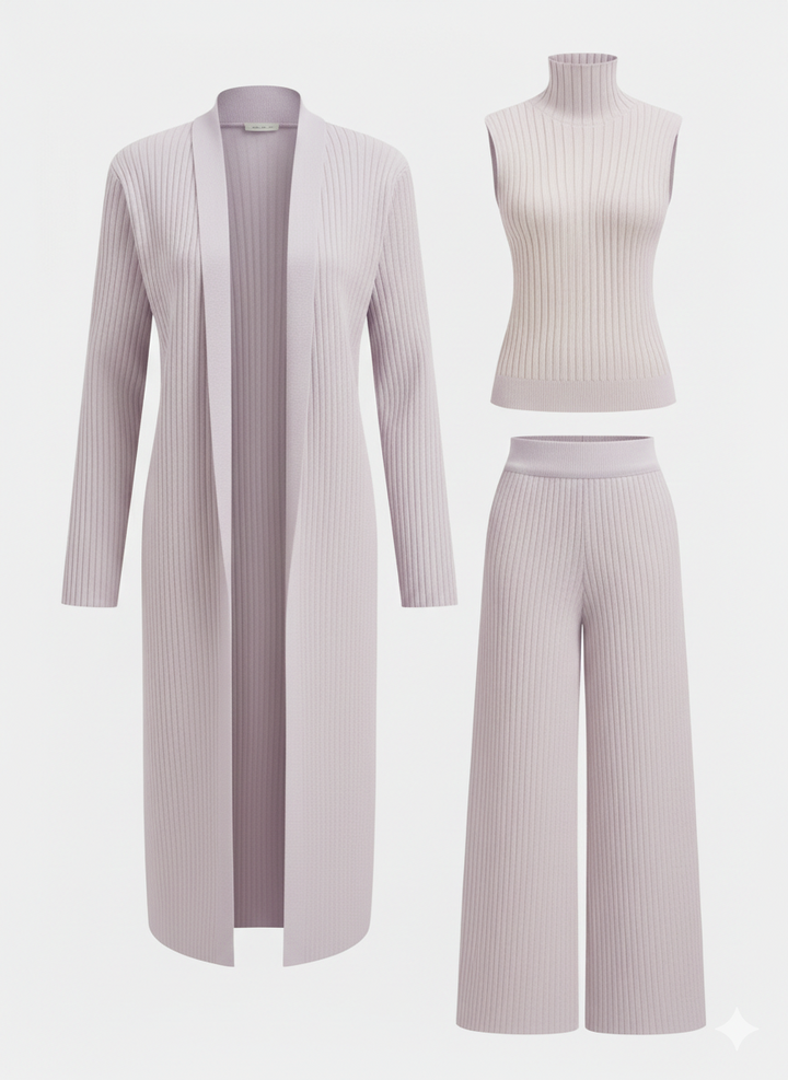 Women's Wool-Knit Three-Piece Lounge Set