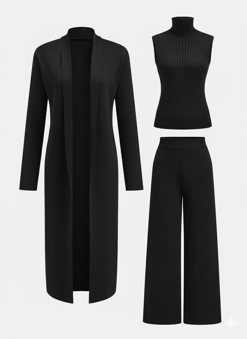 Women's Wool-Knit Three-Piece Lounge Set
