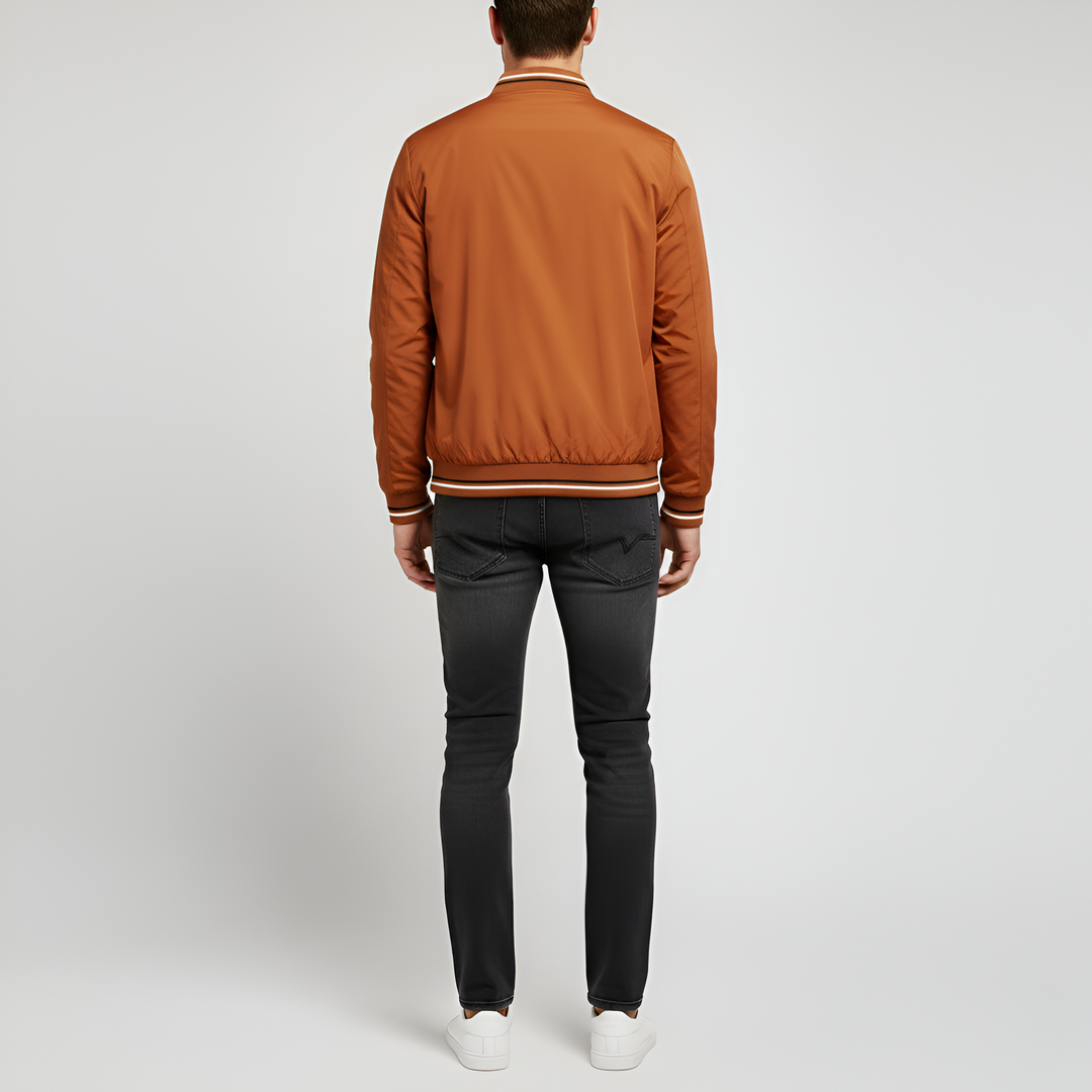 Men's Bomber Jacket Windproof Woolmix Lightweight Zip Up Coat