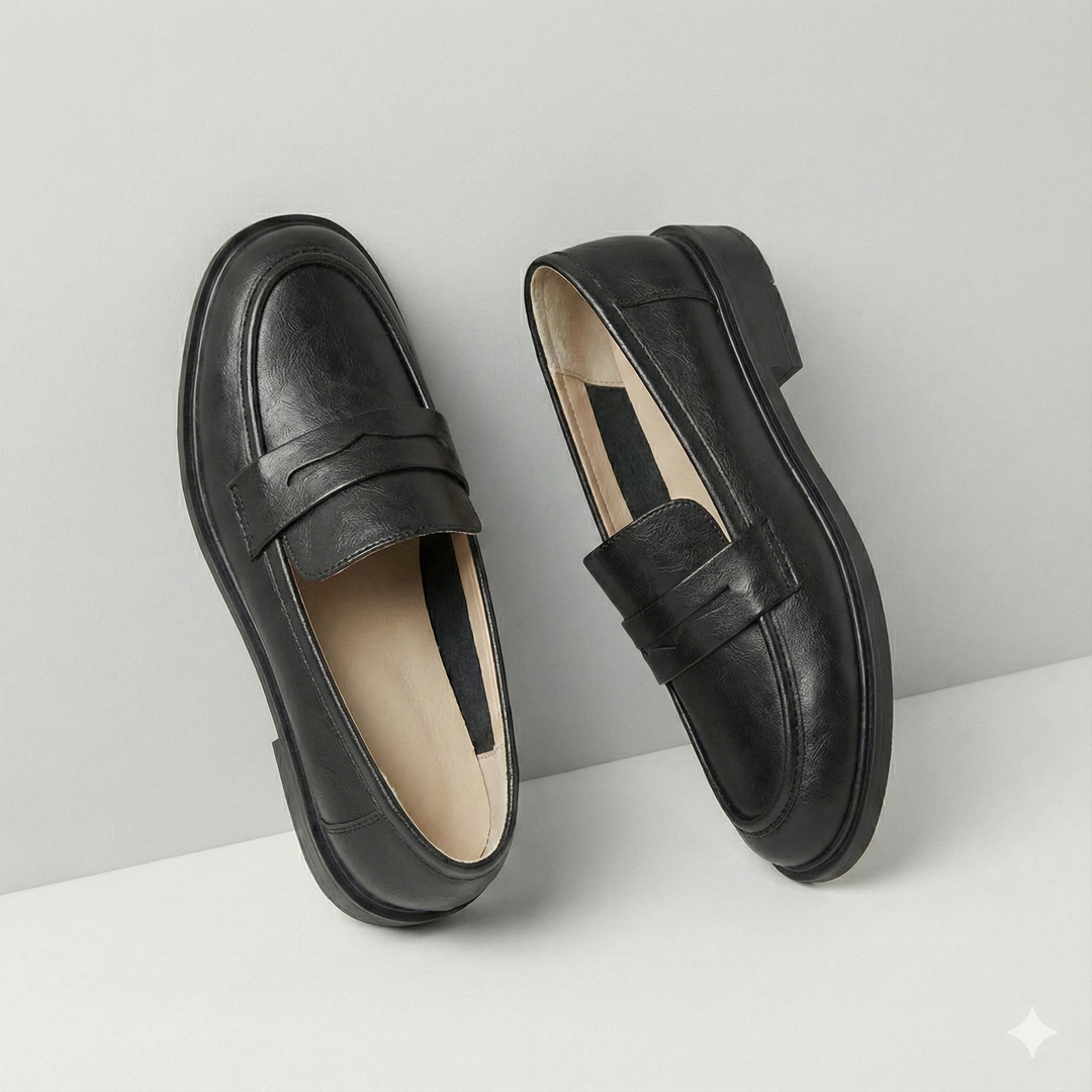 Γυναικεία δερμάτινα penny loafers, επίπεδα casual παπούτσια χωρίς κορδόνια