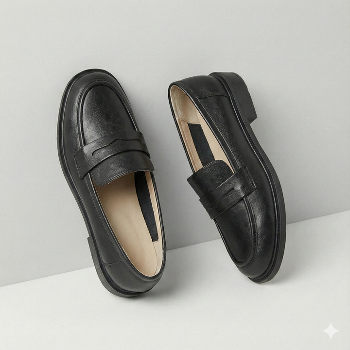 Γυναικεία δερμάτινα penny loafers, επίπεδα casual παπούτσια χωρίς κορδόνια