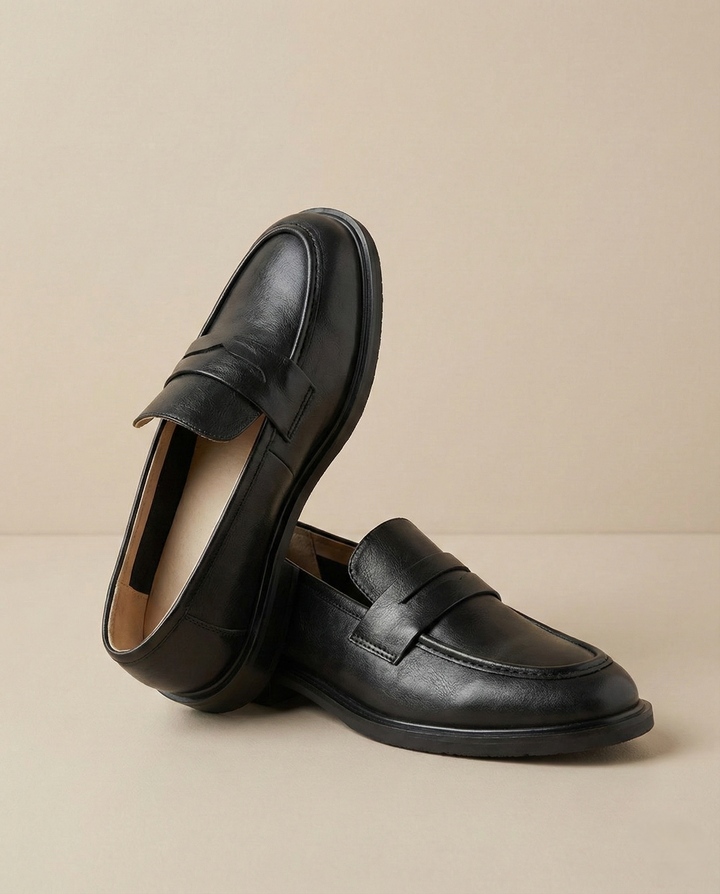 Γυναικεία δερμάτινα penny loafers, επίπεδα casual παπούτσια χωρίς κορδόνια