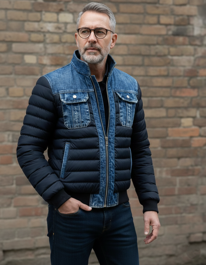 Men’s Quilted Denim Puffer Jacket