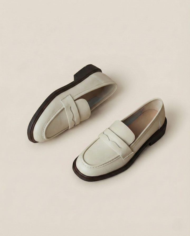 Γυναικεία δερμάτινα penny loafers, επίπεδα casual παπούτσια χωρίς κορδόνια