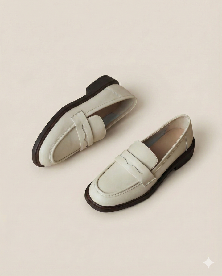 Γυναικεία δερμάτινα penny loafers, επίπεδα casual παπούτσια χωρίς κορδόνια