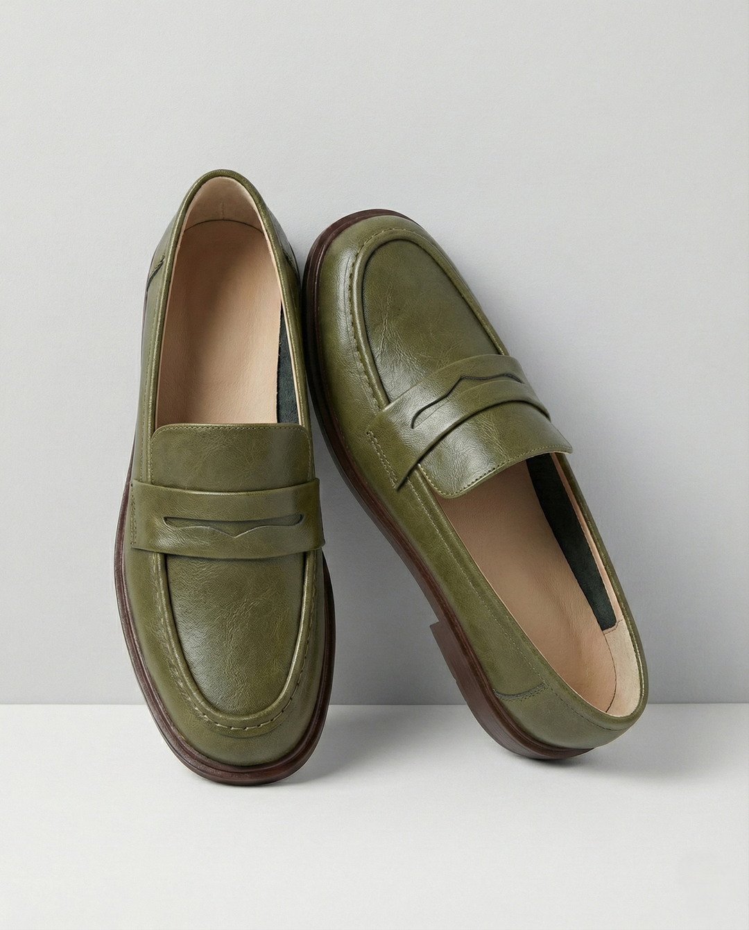 Γυναικεία δερμάτινα penny loafers, επίπεδα casual παπούτσια χωρίς κορδόνια