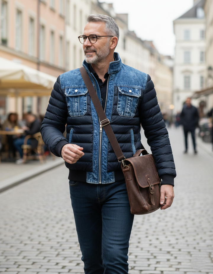 Men’s Quilted Denim Puffer Jacket
