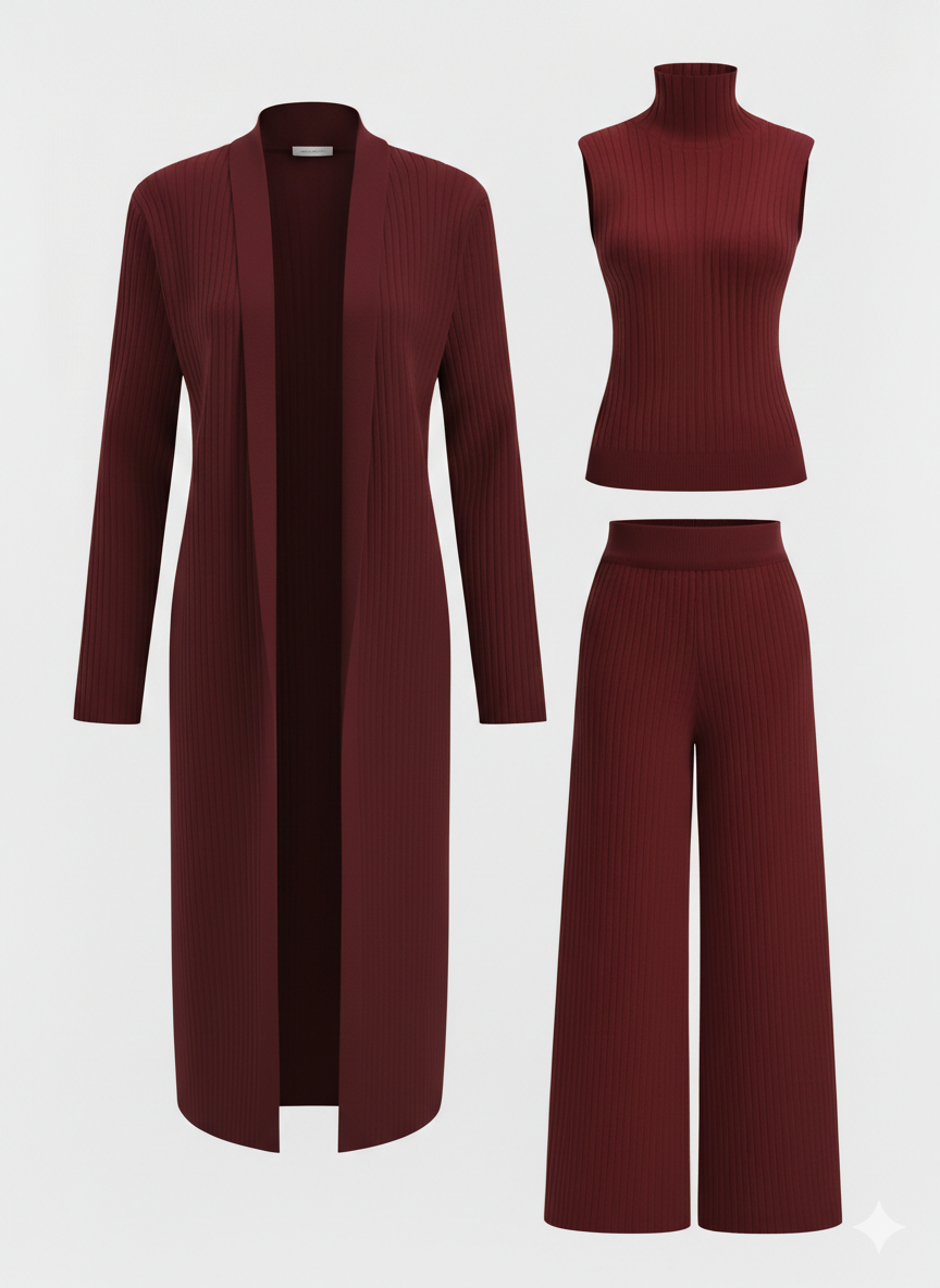 Women's Wool-Knit Three-Piece Lounge Set