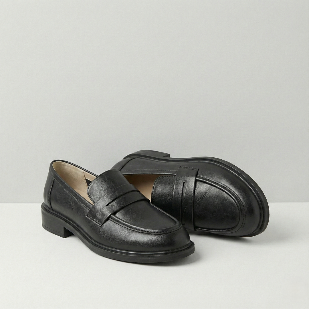 Γυναικεία δερμάτινα penny loafers, επίπεδα casual παπούτσια χωρίς κορδόνια