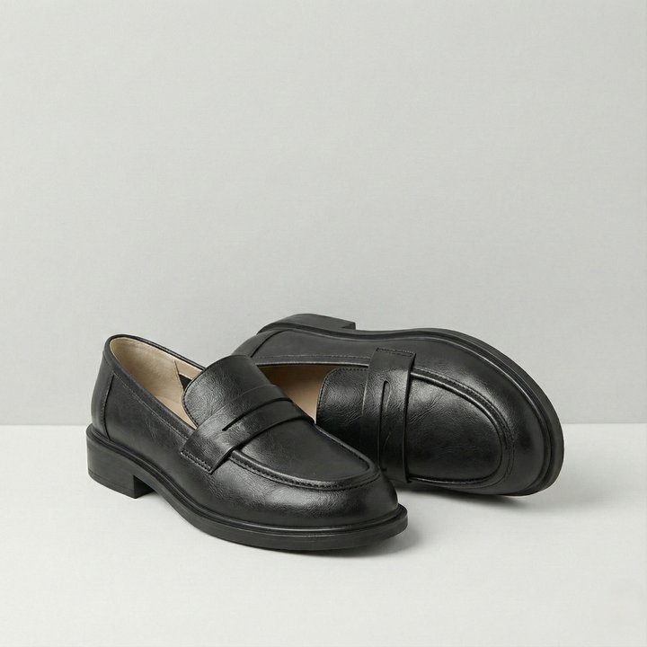 Γυναικεία δερμάτινα penny loafers, επίπεδα casual παπούτσια χωρίς κορδόνια