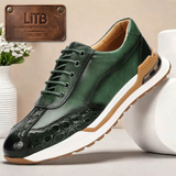 Men's Textured Leather Lace-Up Sneakers