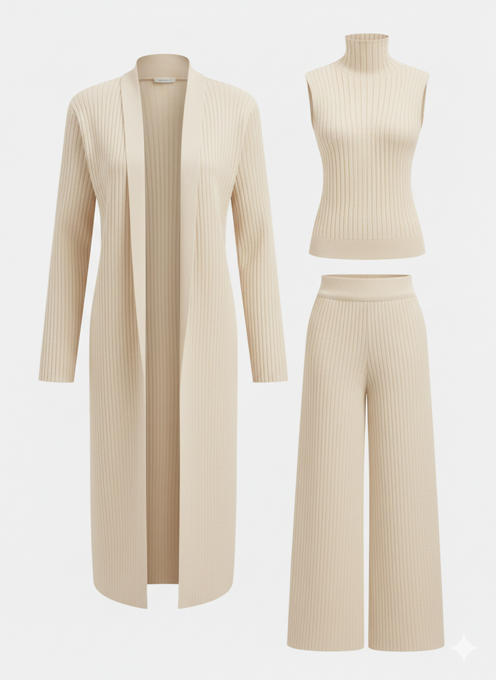 Women's Wool-Knit Three-Piece Lounge Set