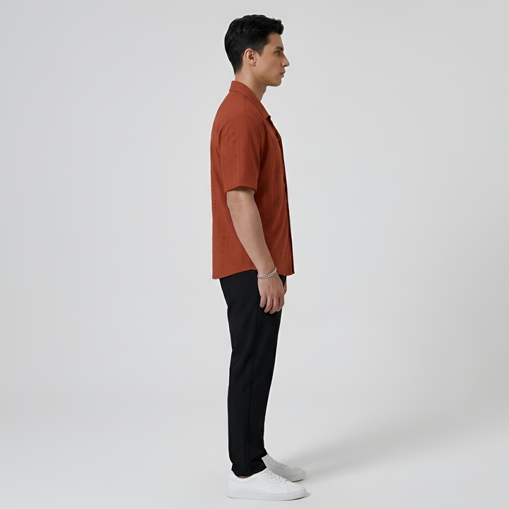 Men's Linen Short Sleeve Cuban Collar Shirt