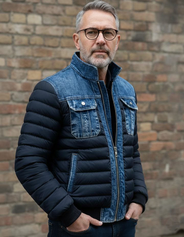 Men’s Quilted Denim Puffer Jacket