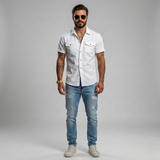 Men's Linen Short Sleeve Button Down Shirt
