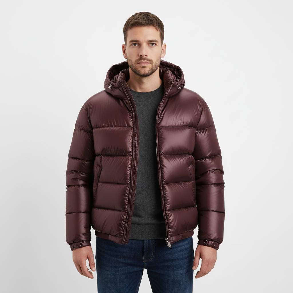 Men's Hooded Puffer Jacket Water Resistant Outerwear