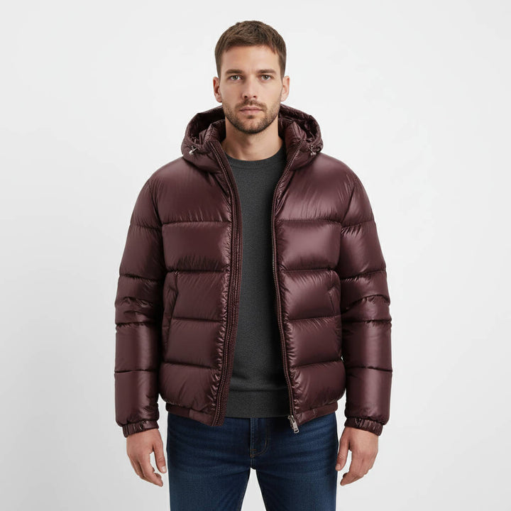 Men's Hooded Puffer Jacket Water Resistant Outerwear