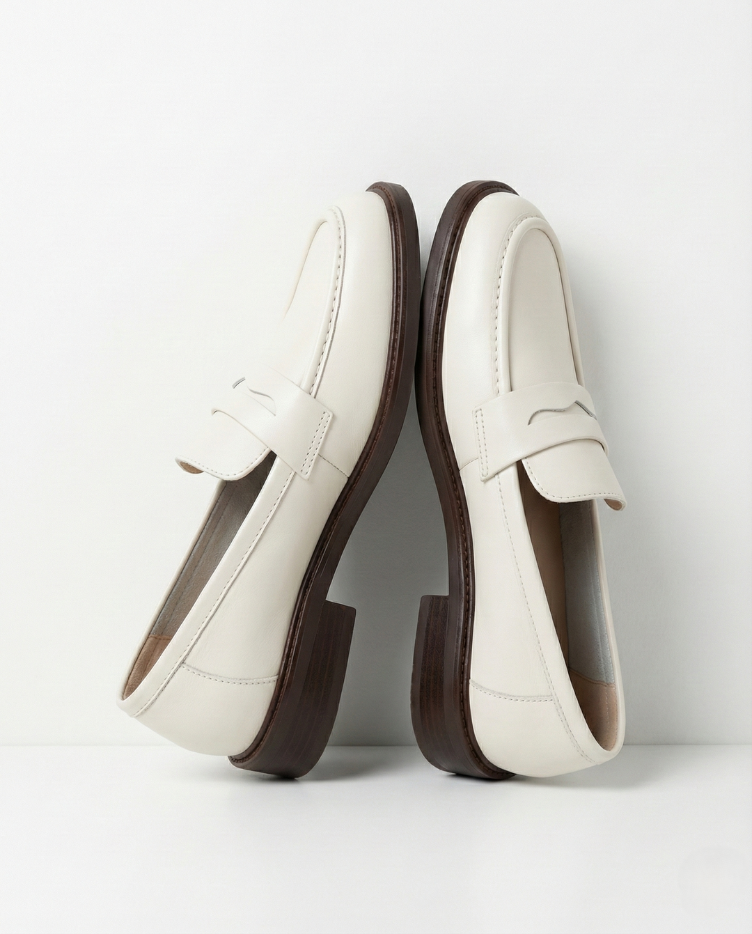 Γυναικεία δερμάτινα penny loafers, επίπεδα casual παπούτσια χωρίς κορδόνια