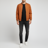 Men's Bomber Jacket Windproof Woolmix Lightweight Zip Up Coat