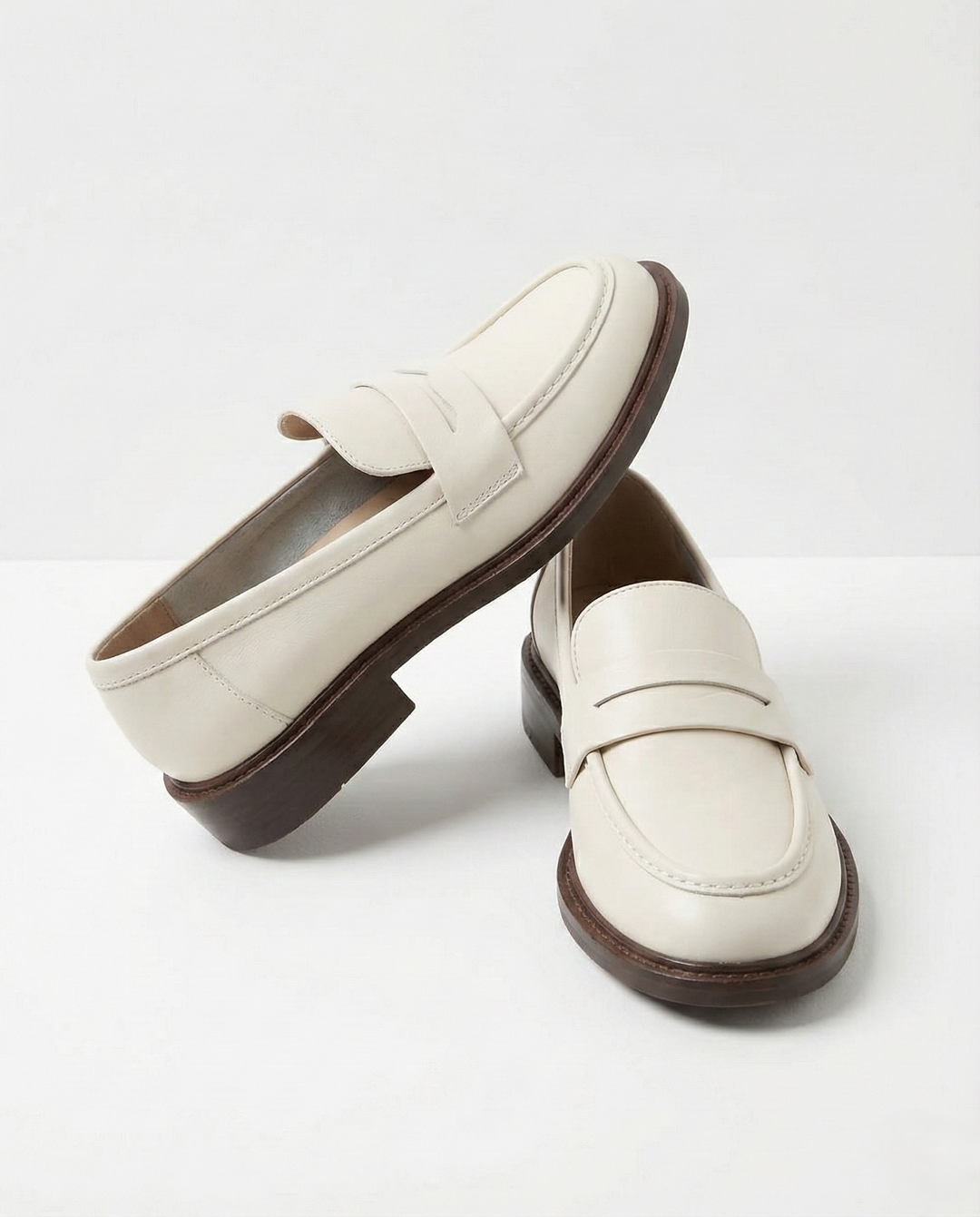 Γυναικεία δερμάτινα penny loafers, επίπεδα casual παπούτσια χωρίς κορδόνια