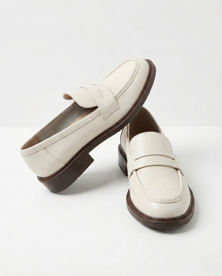 Γυναικεία δερμάτινα penny loafers, επίπεδα casual παπούτσια χωρίς κορδόνια